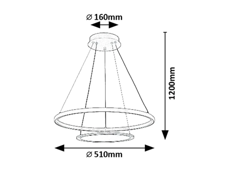 Jasero – LED пендел с регулируема светлина в черно/бяло, Ø510мм, 42W, 3000-6500K