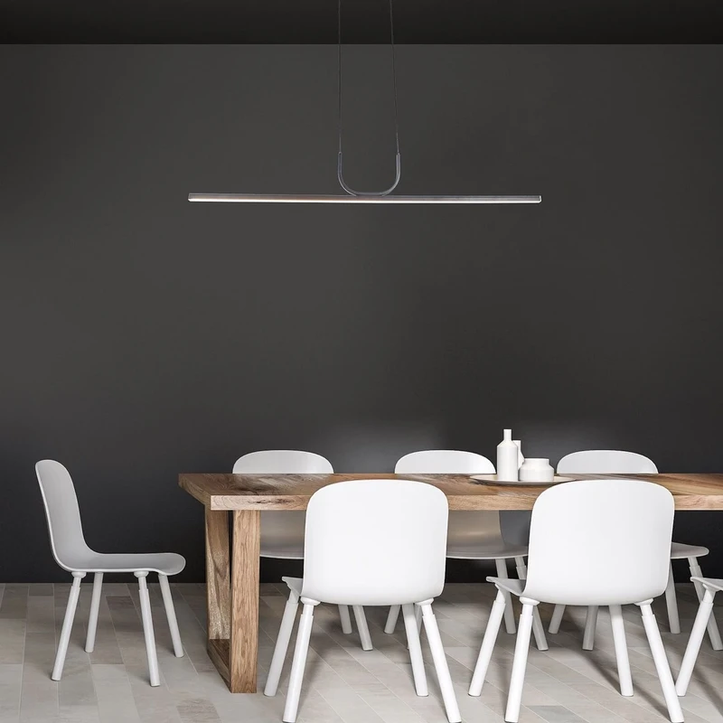 Elia – LED пендел за кухня в черен мат с бял абажур, 1200мм, 25W, 3000K