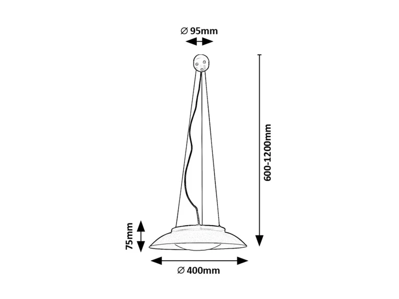 Hafsa – LED пендел в черно/златно с бял абажур, Ø400мм, 24W, 3000K