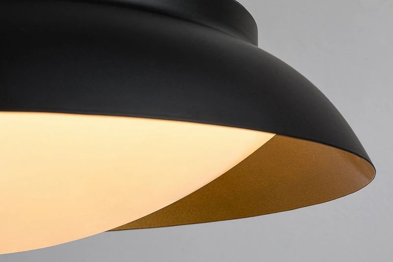 Hafsa – LED пендел в черно/златно с бял абажур, Ø400мм, 24W, 3000K