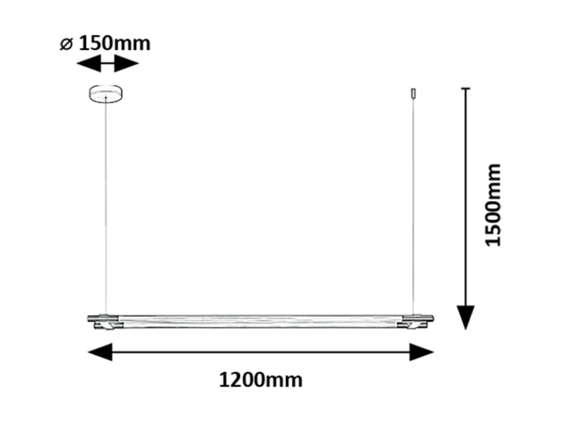 Nivaro – LED пендел в черно с бял акрил, 1200мм, 28W, 3000K