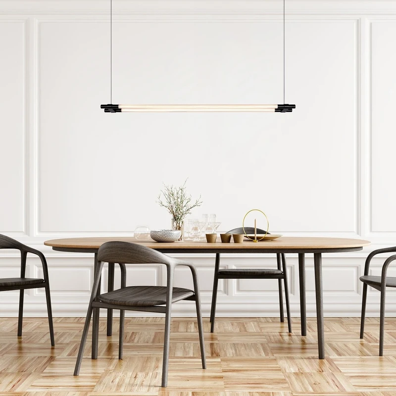 Nivaro – LED пендел в черно с бял акрил, 1200мм, 28W, 3000K