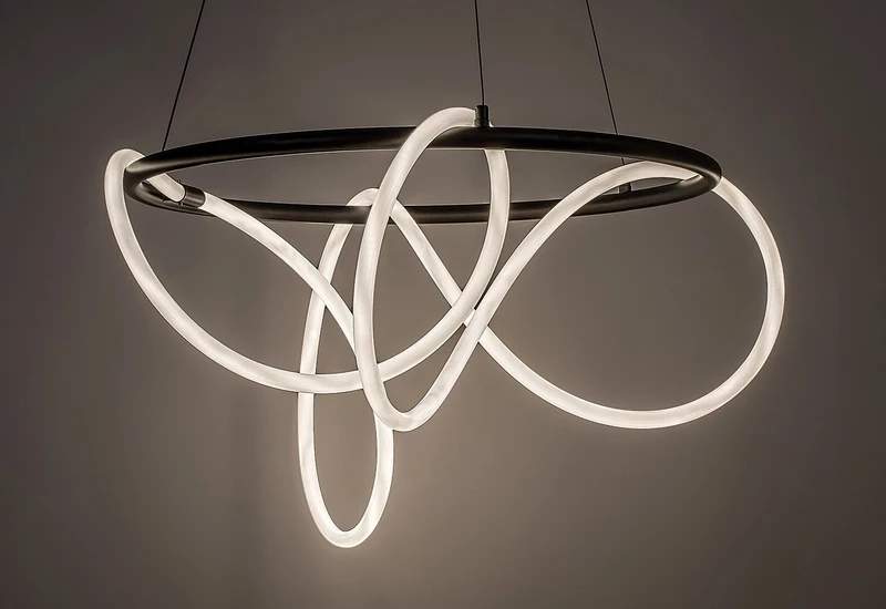 Montema – LED пендел в черно със силиконов абажур, Ø600мм, 54W, 4000K