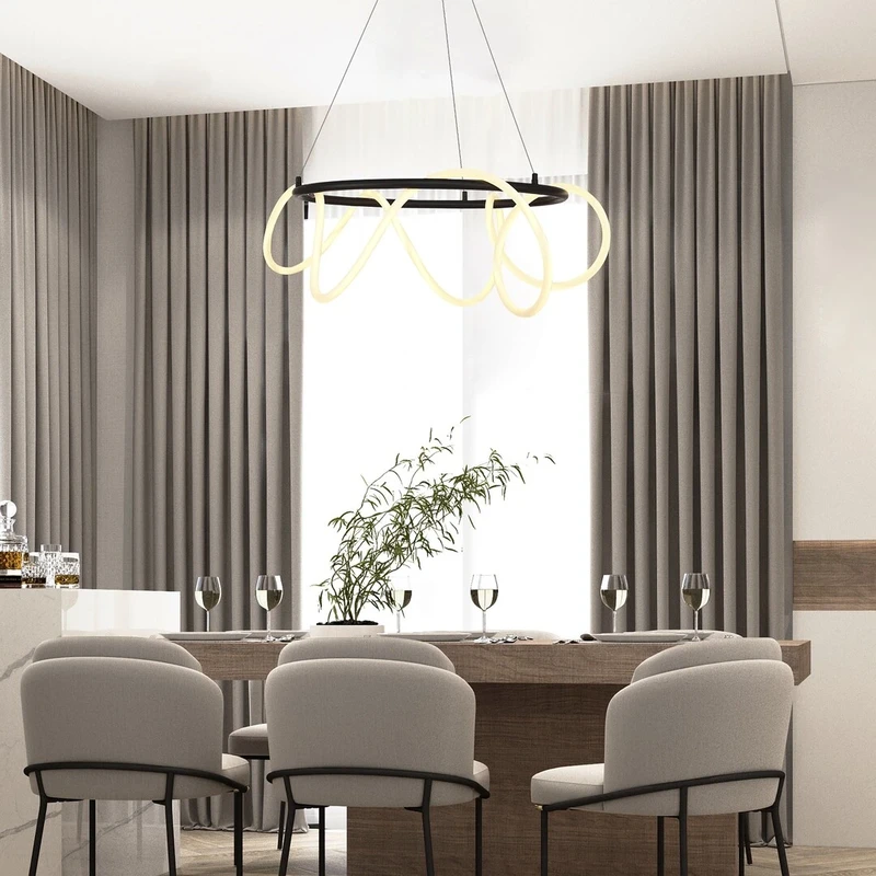 Montema – LED пендел в черно със силиконов абажур, Ø600мм, 54W, 4000K