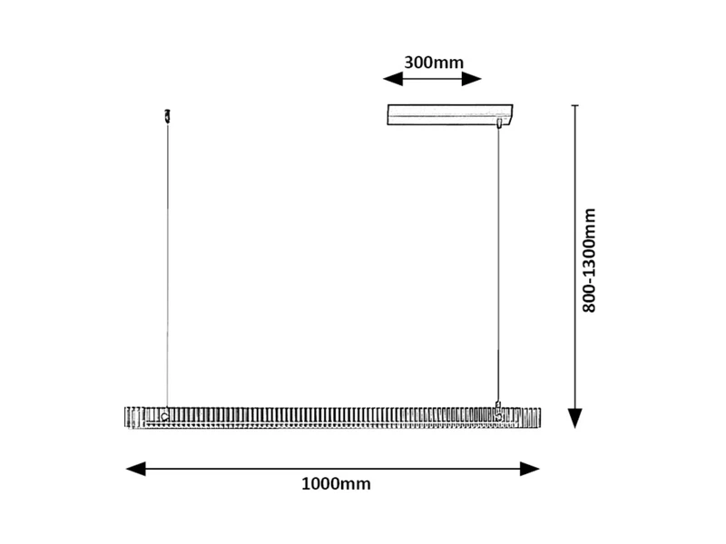 Cital – LED пендел в черно с бяло рифелено стъкло, 1000мм, 36W, 3000K
