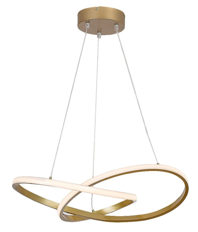 Castiel – LED пендел в златисто с бял силиконов абажур, Ø560мм, 36W, 3000K