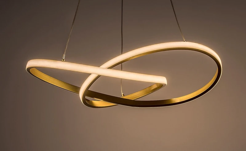 Castiel – LED пендел в златисто с бял силиконов абажур, Ø560мм, 36W, 3000K