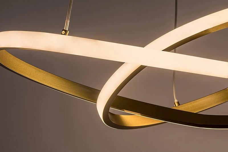 Castiel – LED пендел в златисто с бял силиконов абажур, Ø560мм, 36W, 3000K