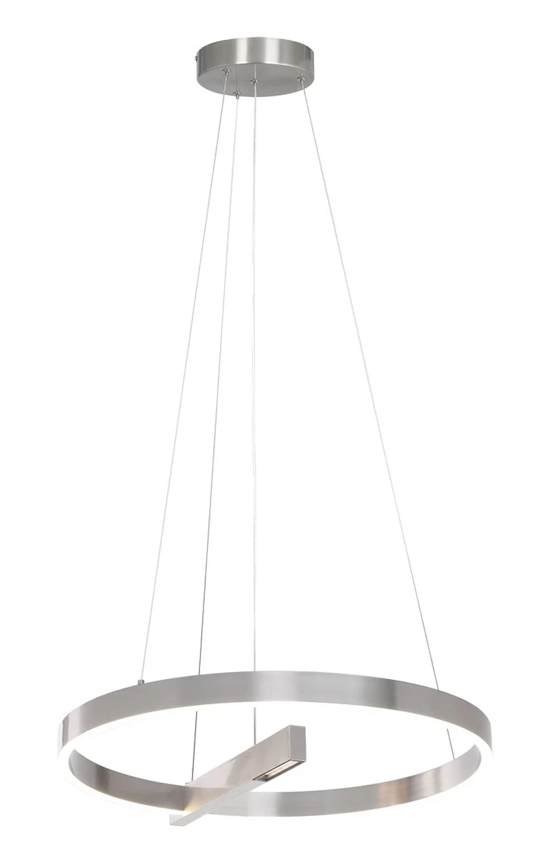 Thrac – LED пендел в шлайфан алуминий с бял силиконов абажур, Ø800мм, 40W, 4000K