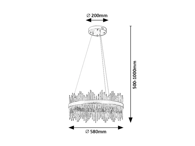 Mabel – LED пендел в златисто с прозрачно стъкло, Ø580мм, 36W, 3000-6000K