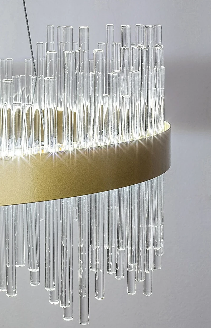 Mabel – LED пендел в златисто с прозрачно стъкло, Ø580мм, 36W, 3000-6000K