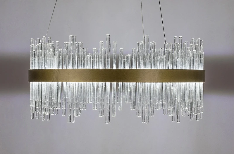 Mabel – LED пендел в златисто с прозрачно стъкло, Ø580мм, 36W, 3000-6000K