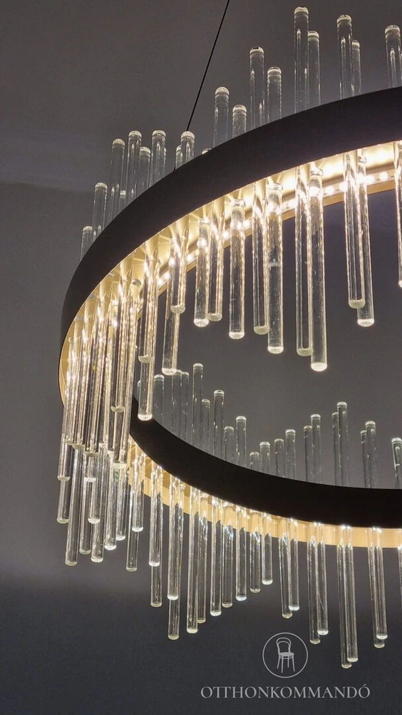 Mabel – LED пендел в златисто с прозрачно стъкло, Ø580мм, 36W, 3000-6000K