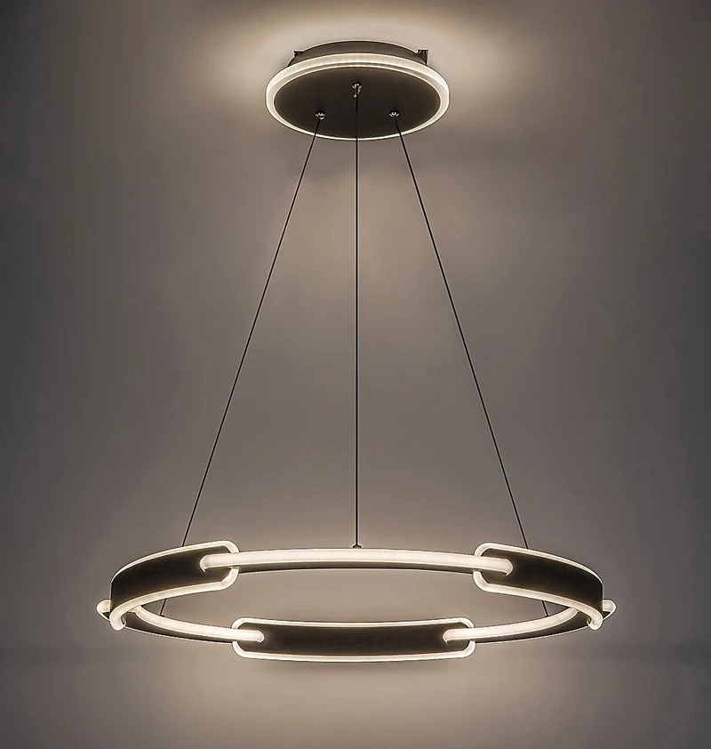 Sindri – LED пендел в черно с бял абажур, Ø600мм, 45W, 3000-4000K