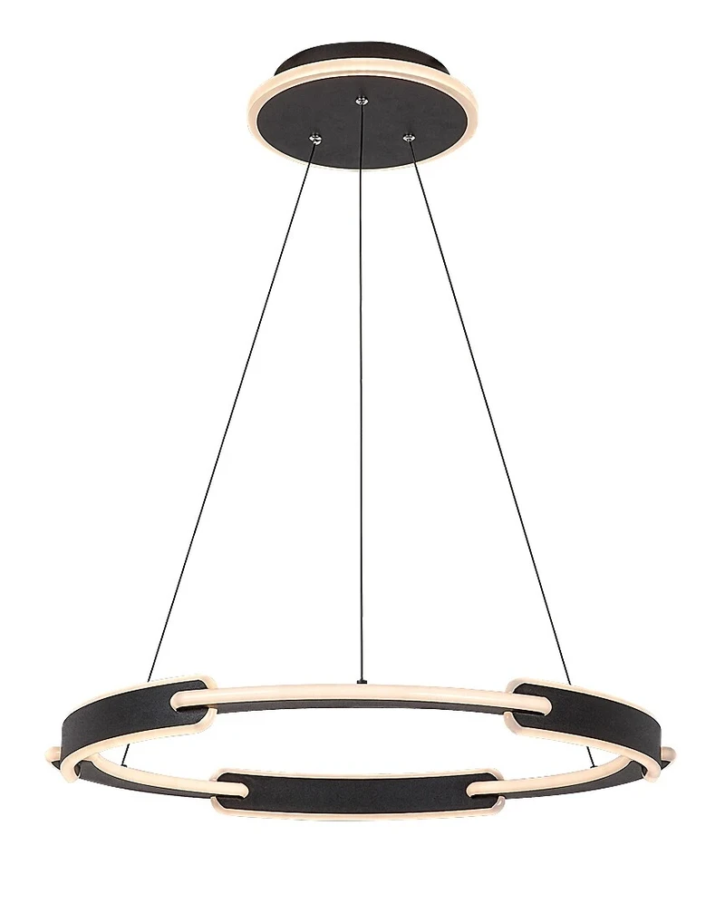 LED пендели и полилеи Sindri – LED пендел в черно с бял абажур, Ø600мм, 45W, 3000-4000K