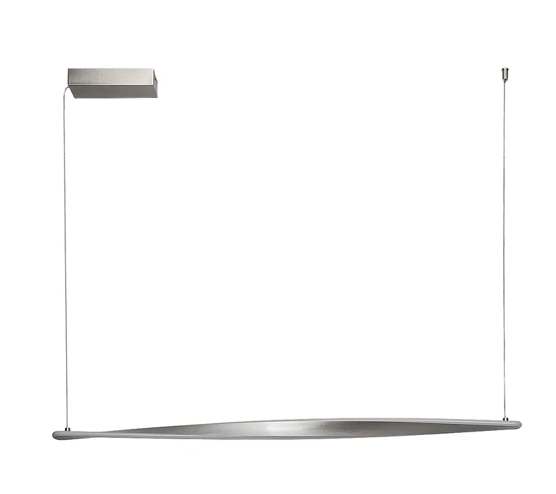 Elvio – LED пендел в сатиниран хром с бял абажур, 1100мм, 28W, 3000K