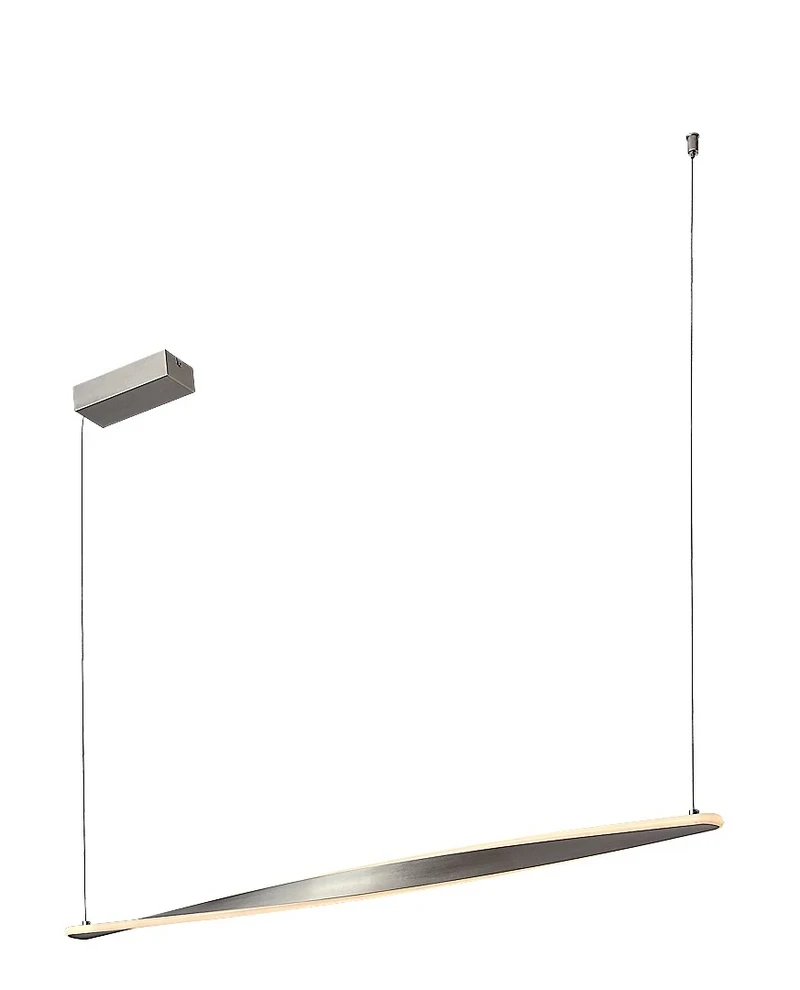 Elvio – LED пендел в сатиниран хром с бял абажур, 1100мм, 28W, 3000K