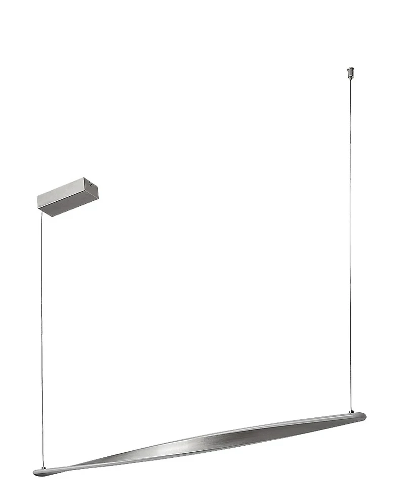 Elvio – LED пендел в сатиниран хром с бял абажур, 1100мм, 28W, 3000K