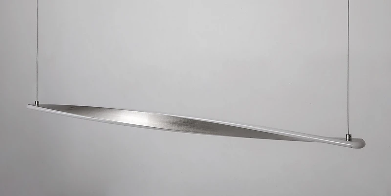 Elvio – LED пендел в сатиниран хром с бял абажур, 1100мм, 28W, 3000K