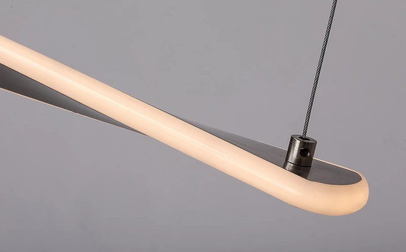 Elvio – LED пендел в сатиниран хром с бял абажур, 1100мм, 28W, 3000K