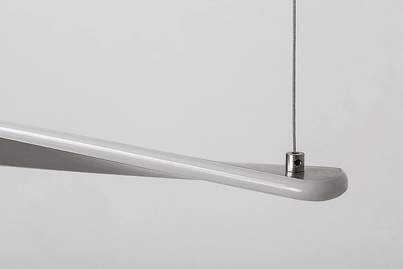 Elvio – LED пендел в сатиниран хром с бял абажур, 1100мм, 28W, 3000K