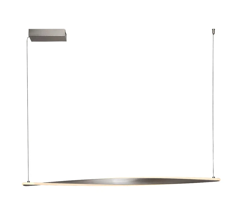 LED пендели и полилеи Elvio – LED пендел в сатиниран хром с бял абажур, 1100мм, 28W, 3000K