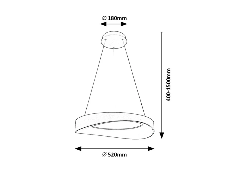 Iliana – LED пендел в сребристо с бял акрилен абажур, Ø520мм, 56W, 3000K