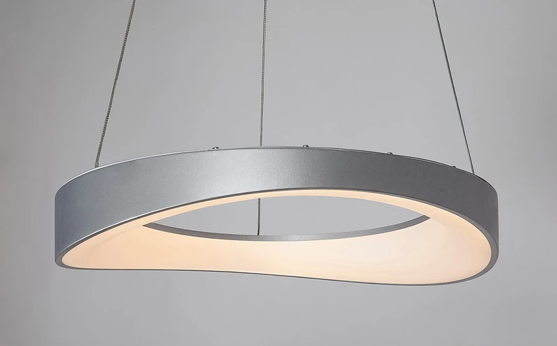 Iliana – LED пендел в сребристо с бял акрилен абажур, Ø520мм, 56W, 3000K