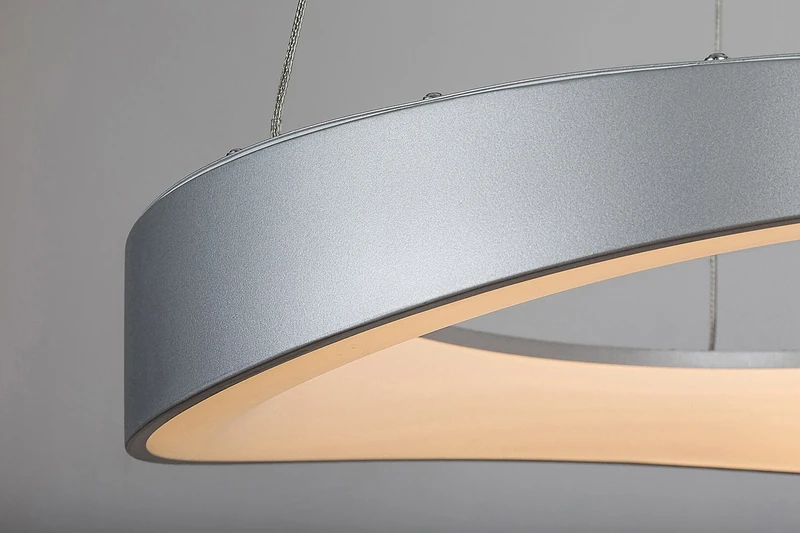 Iliana – LED пендел в сребристо с бял акрилен абажур, Ø520мм, 56W, 3000K