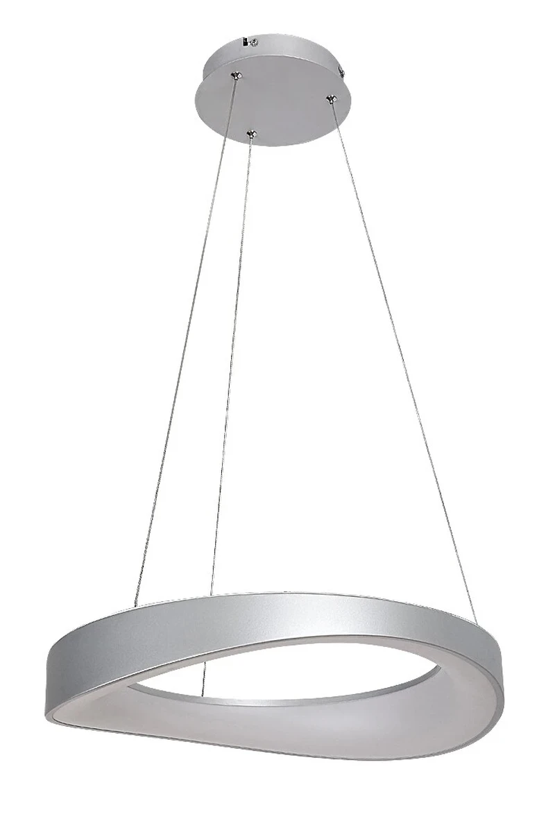 LED пендели и полилеи Iliana – LED пендел в сребристо с бял акрилен абажур, Ø520мм, 56W, 3000K
