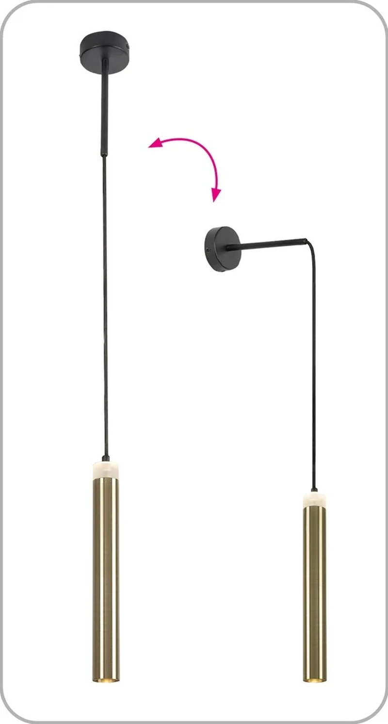 Thelma – LED пендел в черно със златен абажур, Ø40мм, 10W, 4000K