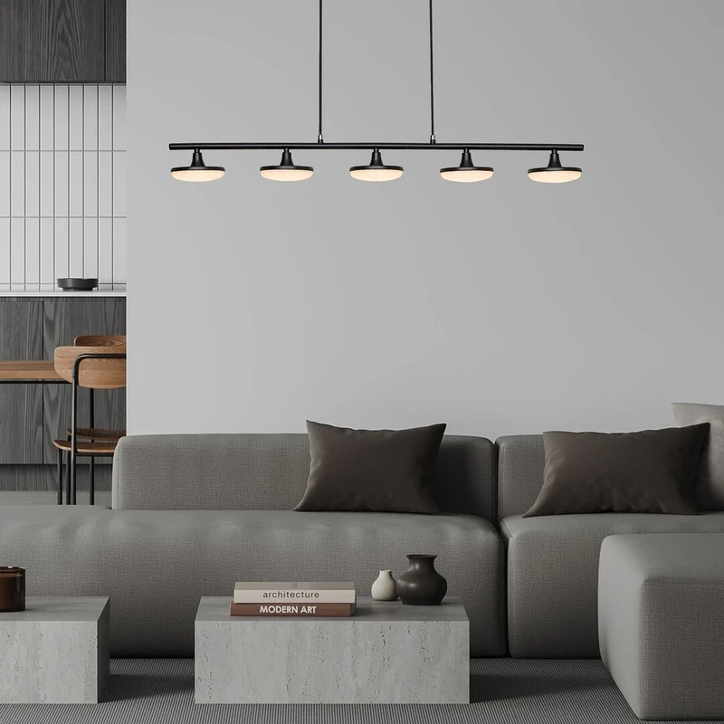 Madi – LED пендел в черен мат с бели плафони, 920мм, 20W, 3000K