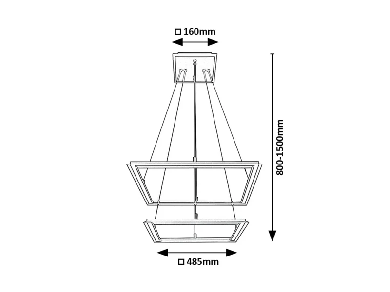 Sidona – LED пендел в черно с бял абажур, 485×485мм, 48W, 3000K