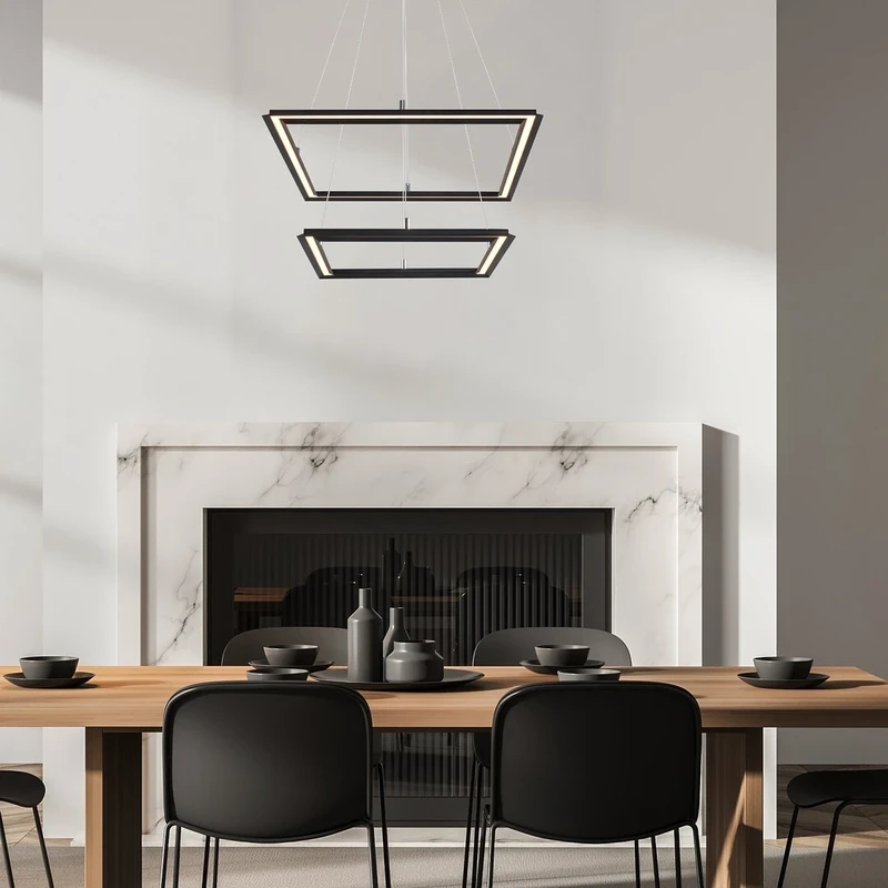 Sidona – LED пендел в черно с бял абажур, 485×485мм, 48W, 3000K