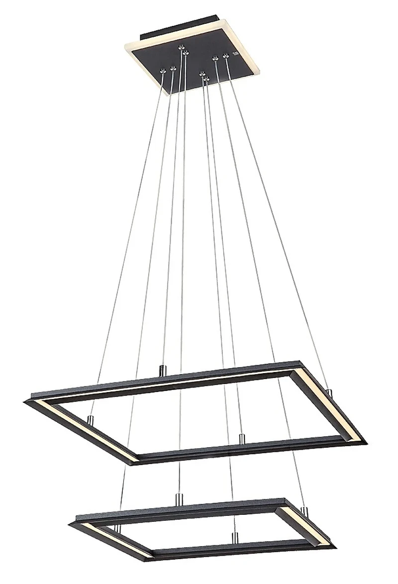 LED пендели и полилеи Sidona – LED пендел в черно с бял абажур, 485×485мм, 48W, 3000K