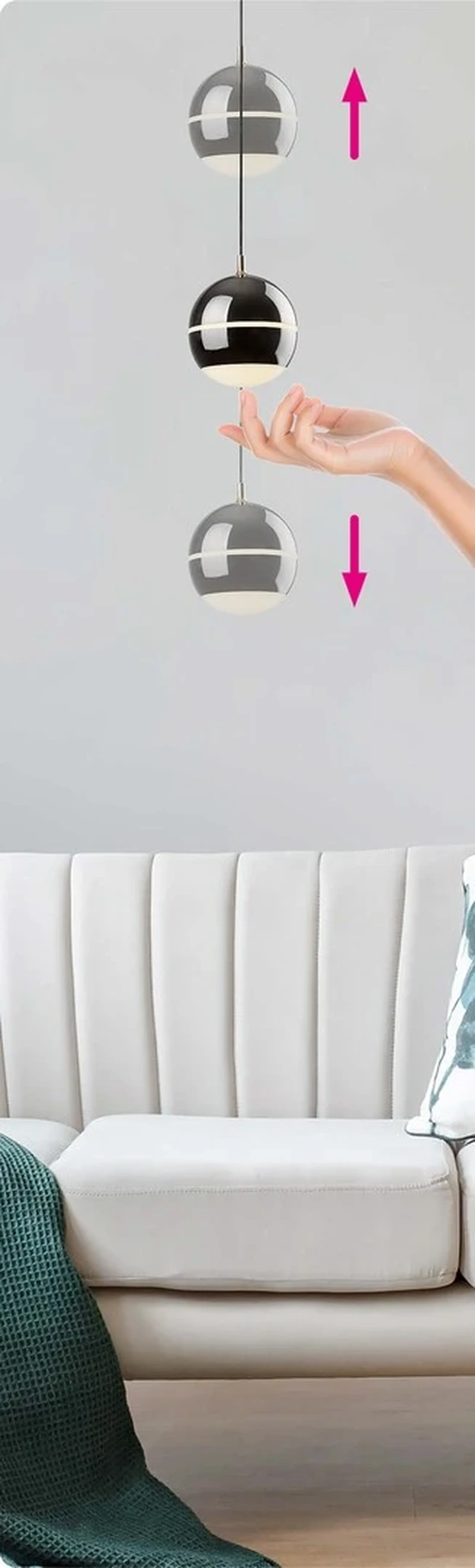 Maelo – LED пендел в черно с бял абажур, Ø100мм, 6W, 4000K