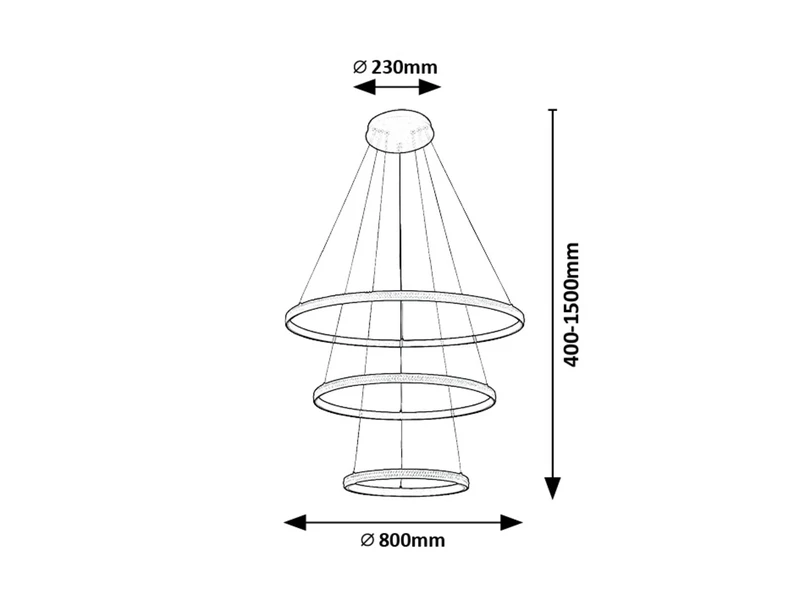 Grete – LED пендел в черно с бели акрилни абажури, Ø800мм, 100W, 3000K