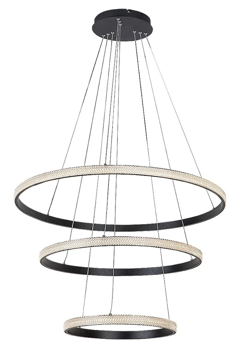 Grete – LED пендел в черно с бели акрилни абажури, Ø800мм, 100W, 3000K