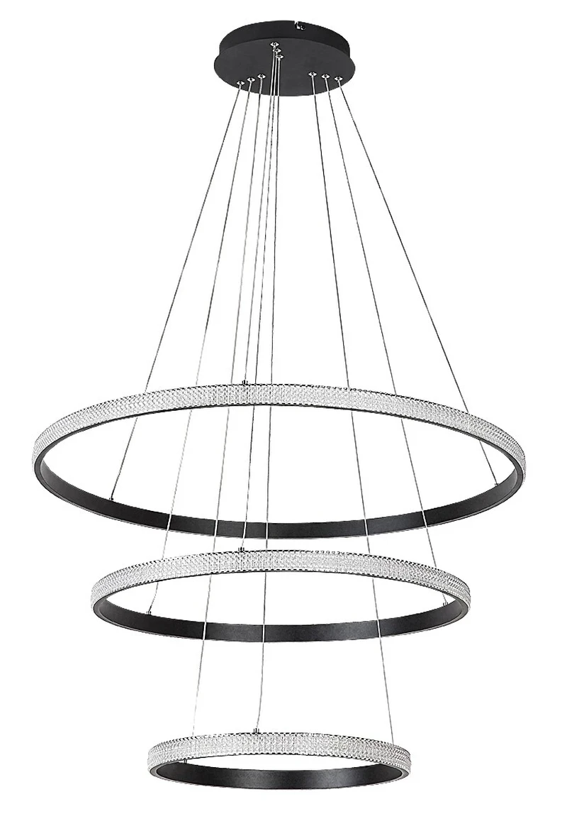 Grete – LED пендел в черно с бели акрилни абажури, Ø800мм, 100W, 3000K