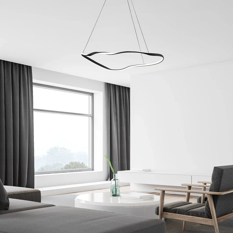 Mirossi – LED пендел в черно с бял силиконов абажур, Ø810мм, 40W, 4000K
