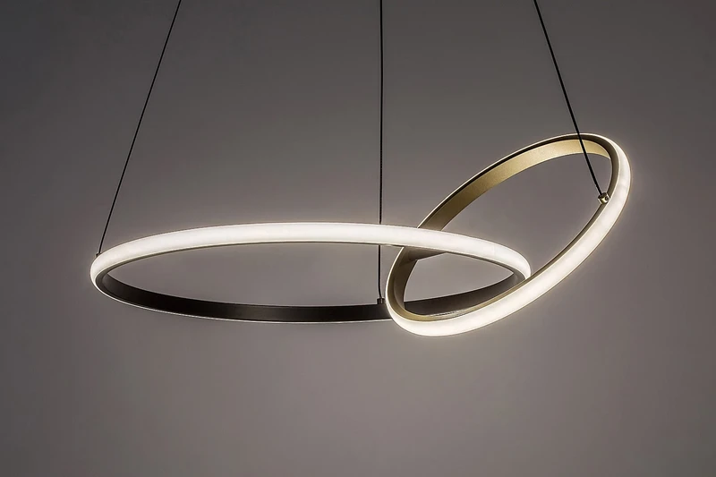 Emilion – LED пендел в черно/златно с бял силиконов абажур, Ø620мм, 36W, 4000K