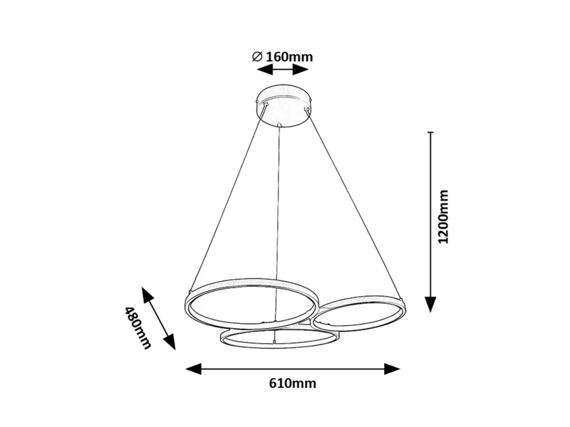 Formand – LED пендел в черно с бели плафони, 610×480мм, 38W, 3000K