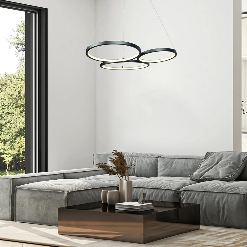Formand – LED пендел в черно с бели плафони, 610×480мм, 38W, 3000K