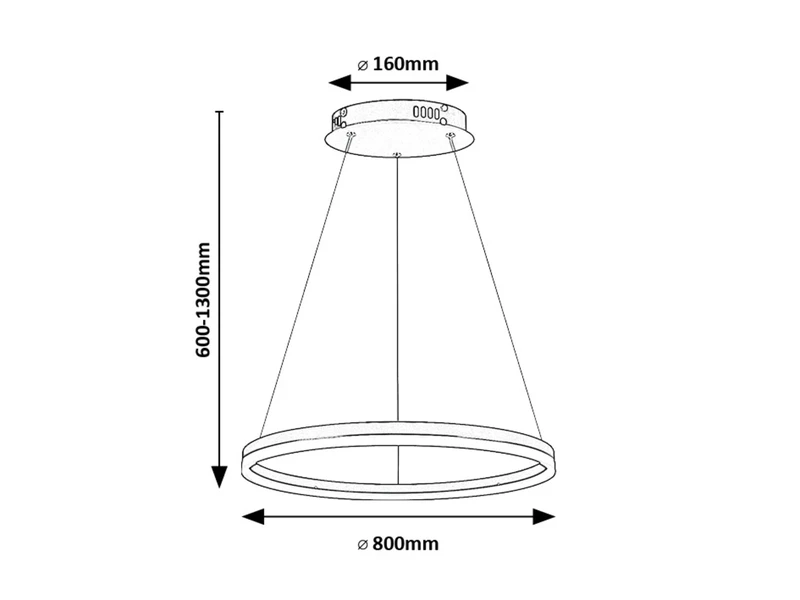 Isaure – LED пендел в черно с бял акрилен абажур, Ø800мм, 45W, 3000-6500K