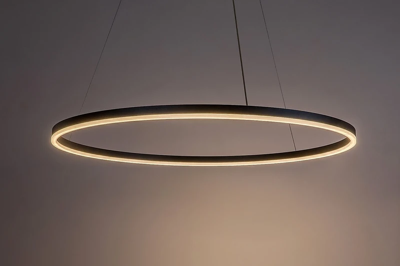 Isaure – LED пендел в черно с бял акрилен абажур, Ø800мм, 45W, 3000-6500K