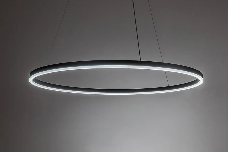 Isaure – LED пендел в черно с бял акрилен абажур, Ø800мм, 45W, 3000-6500K