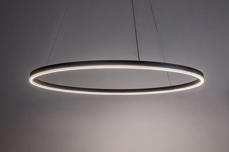 Isaure – LED пендел в черно с бял акрилен абажур, Ø800мм, 45W, 3000-6500K
