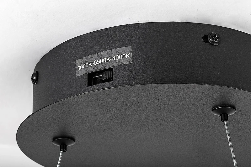 Isaure – LED пендел в черно с бял акрилен абажур, Ø800мм, 45W, 3000-6500K