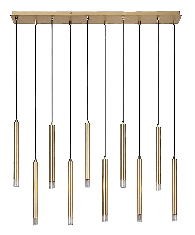 Ramira – LED пендел в златно с прозрачен акрил, 960мм, 10×G9, IP20