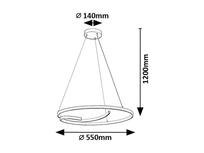 Niloo – LED пендел в черно/бяло, Ø550мм, 40W, 4000K
